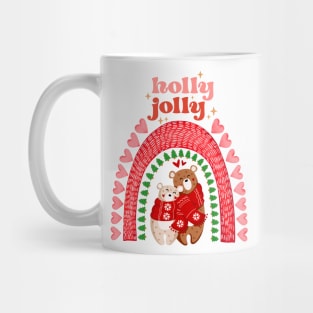 Holly Jolly Merry Christmas Boho Rainbow Mug